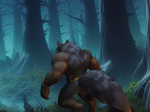 Moonlit Fury Hand-Painted Muscular Werewolf Modelo 3D