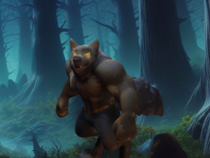 Moonlit Fury Hand-Painted Muscular Werewolf Modelo 3D