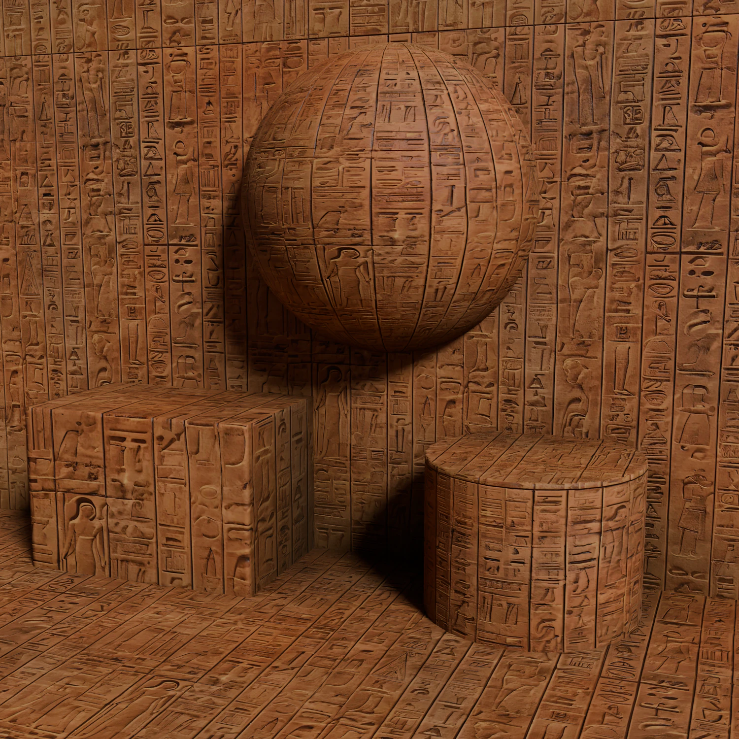 Egyptian Hieroglyph Seamless PBR Texture Vol 2 - 1 CG Textures .c4d .max .obj .3ds .fbx .stl .blend