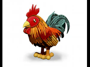 rooster zbrush sculpt and polypaint 3D Model