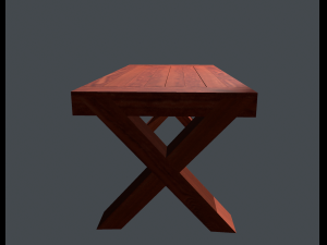 wooden table low poly and textures Model 3D