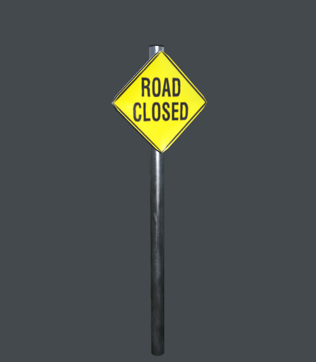 road closed sign 3D Модель .c4d .max .obj .3ds .fbx .stl .blend 