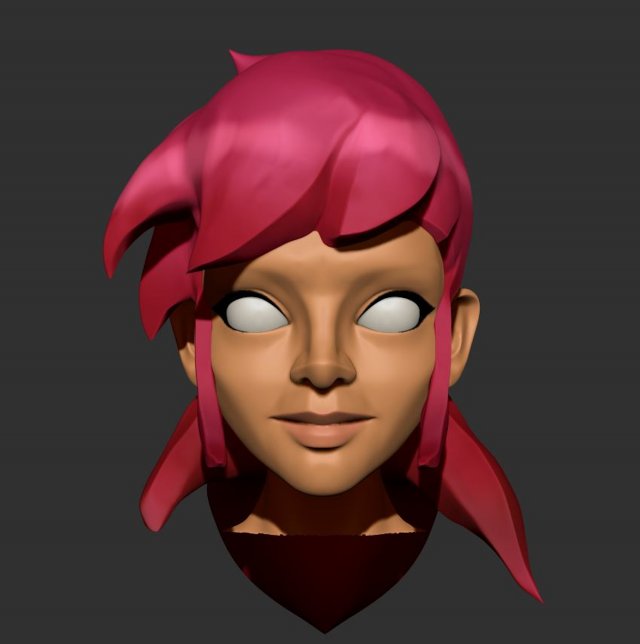 pink hair character zbrush sculpt and polypaint Modèle 3D .c4d .max .obj .3ds .fbx .stl .blend 