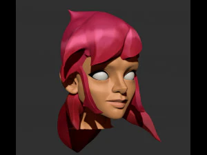 pink hair character zbrush sculpt and polypaint 3D Model
