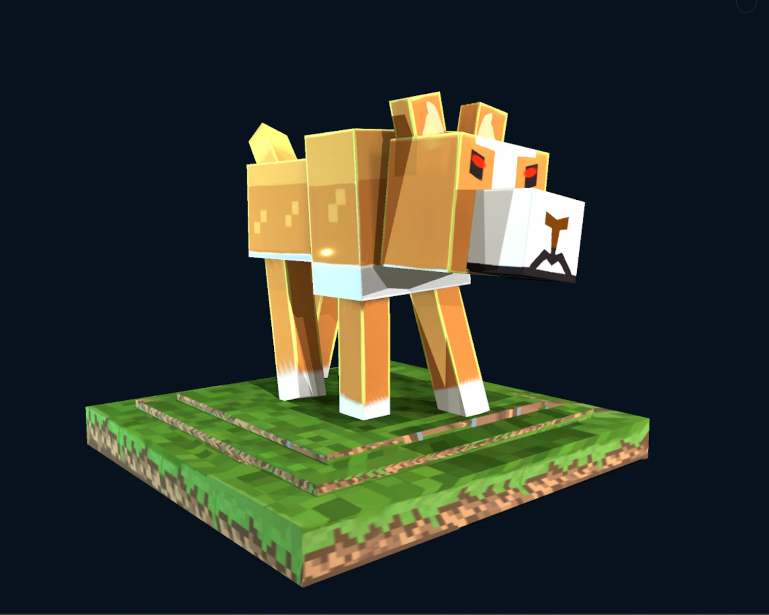 personaggio del concetto di cane di minecraft Modello 3D .c4d .max .obj .3ds .fbx .stl .blend 