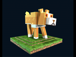 minecraft dog concept character 3D Model