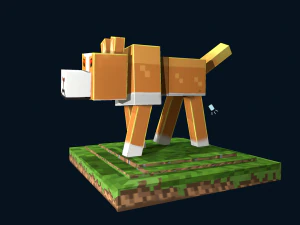 personaggio del concetto di cane di minecraft Modello 3D