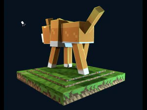 personaggio del concetto di cane di minecraft Modello 3D