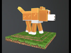 personaggio del concetto di cane di minecraft Modello 3D