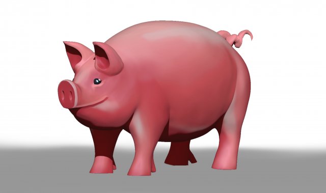 pig zbrush sculpt and polypaint 3D Модель .c4d .max .obj .3ds .fbx .stl .blend 
