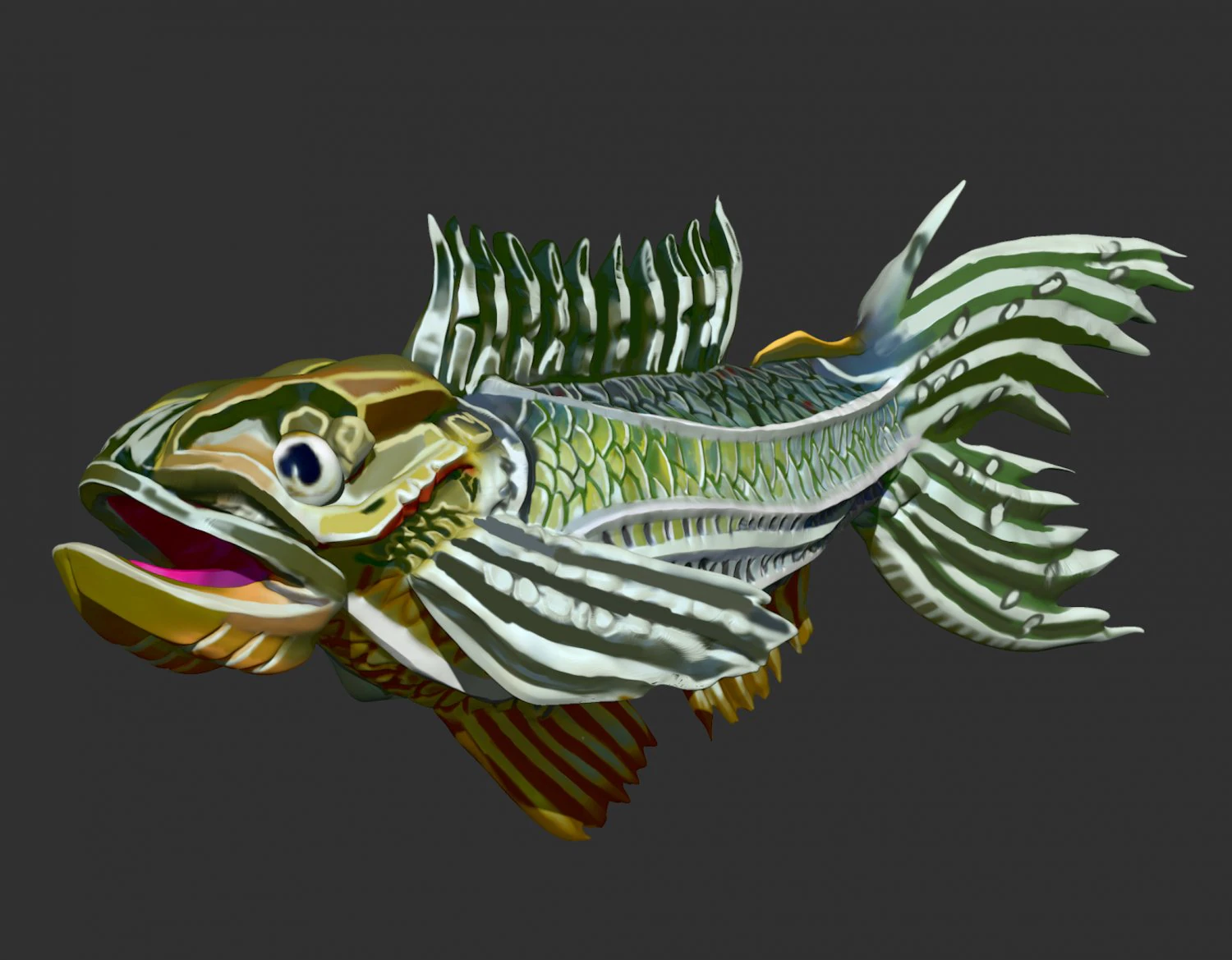 fish sculpt and polypaint ztl zbrush file 3D Model .c4d .max .obj .3ds .fbx .stl .blend