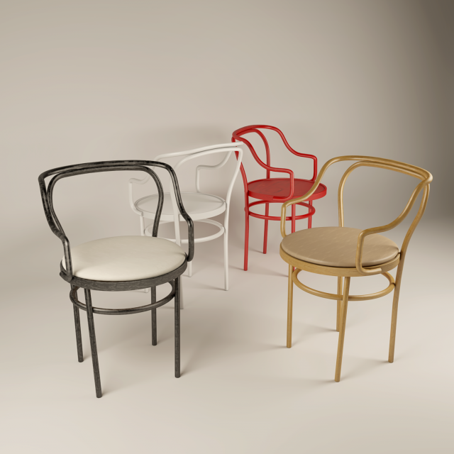 4 wooden chairs 3D Модель .c4d .max .obj .3ds .fbx .stl .blend 