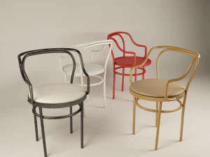 4 деревянных стула 3D Модель