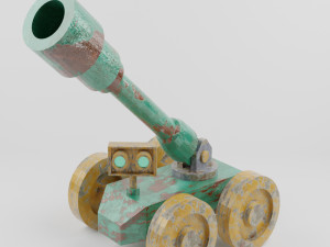 rusty robot vehicle with cannon Model 3D