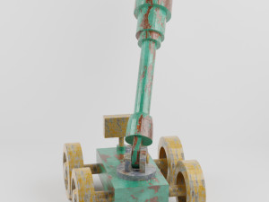 rusty robot vehicle with cannon 3D Model
