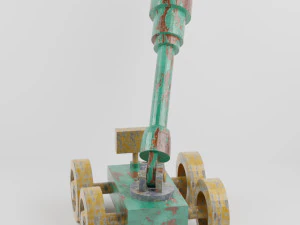 rusty robot vehicle with cannon 3D Model