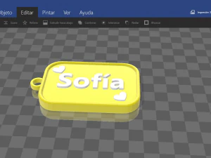 keychain with name sofia 3D Print Model