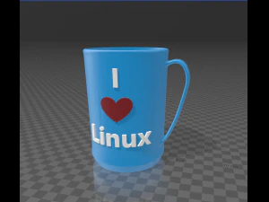 kubek wazonowy z tekstem &bdquo;Kocham Linuksa&rdquo;. Model do druku 3D