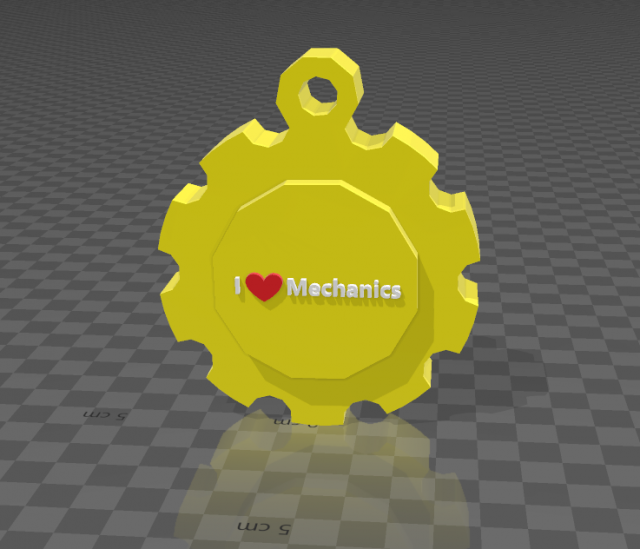 gear shaped pendant with inscription 3D Print Model .c4d .max .obj .3ds .fbx .stl .blend 