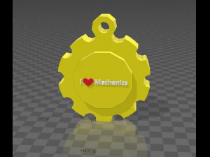 кулон в форме шестеренки с надписью 3D Принт Модель