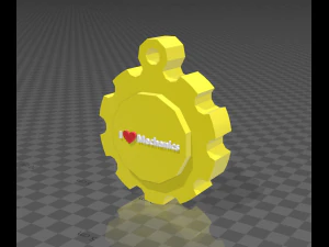 gear shaped pendant with inscription 3D Print Model