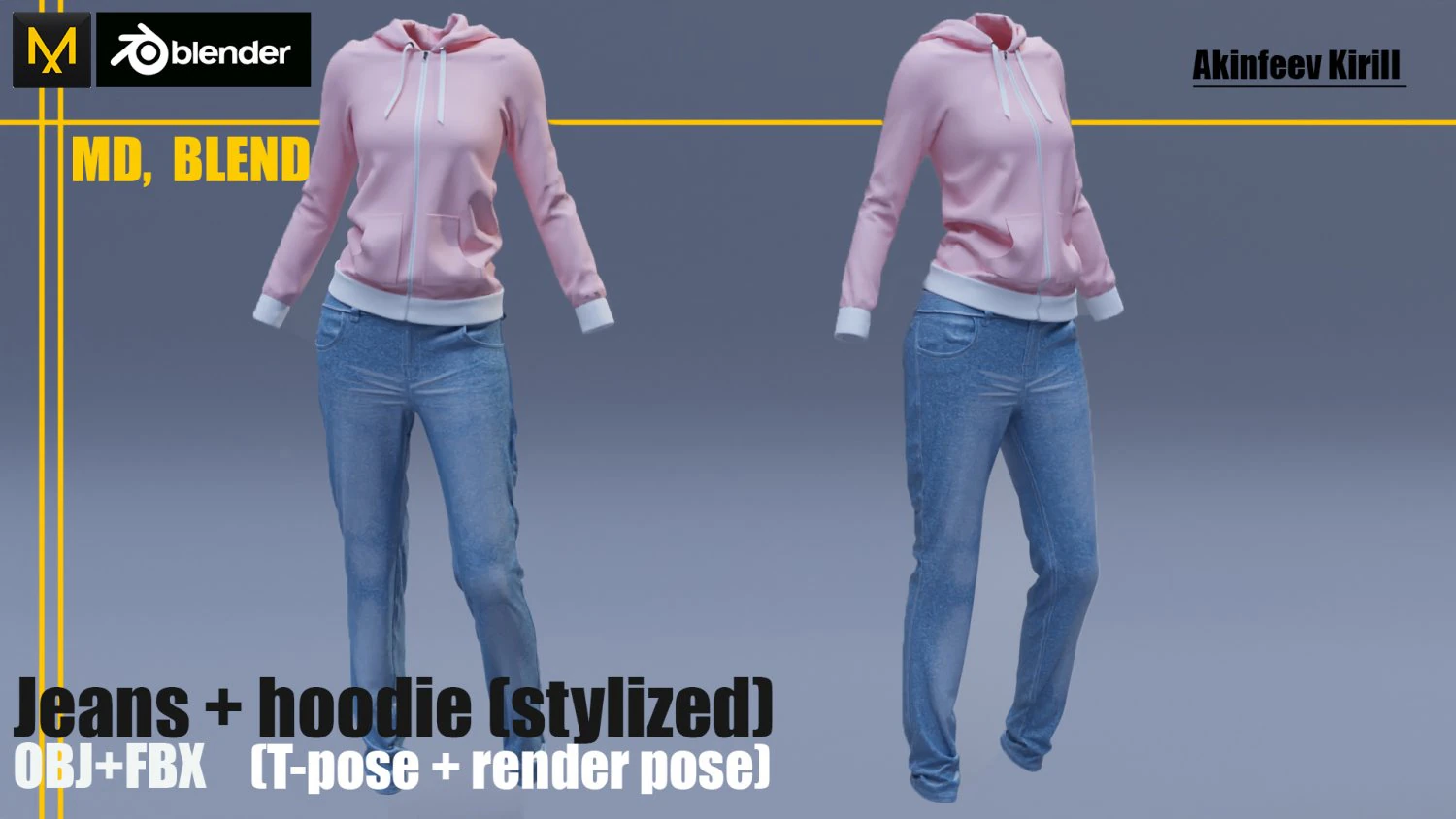 jeans hoodie 3D Model .c4d .max .obj .3ds .fbx .stl .blend 