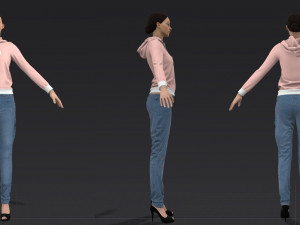 jeans hoodie 3Dモデル