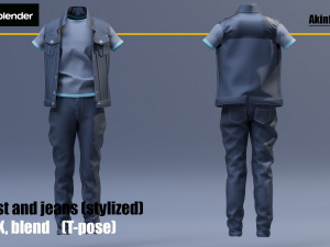 men vest and jeans 3D-Modell