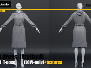 warm dress low-poly 3Dモデル