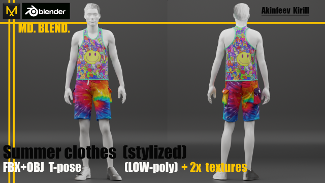 sammer clothes low-poly Model 3D .c4d .max .obj .3ds .fbx .stl .blend 