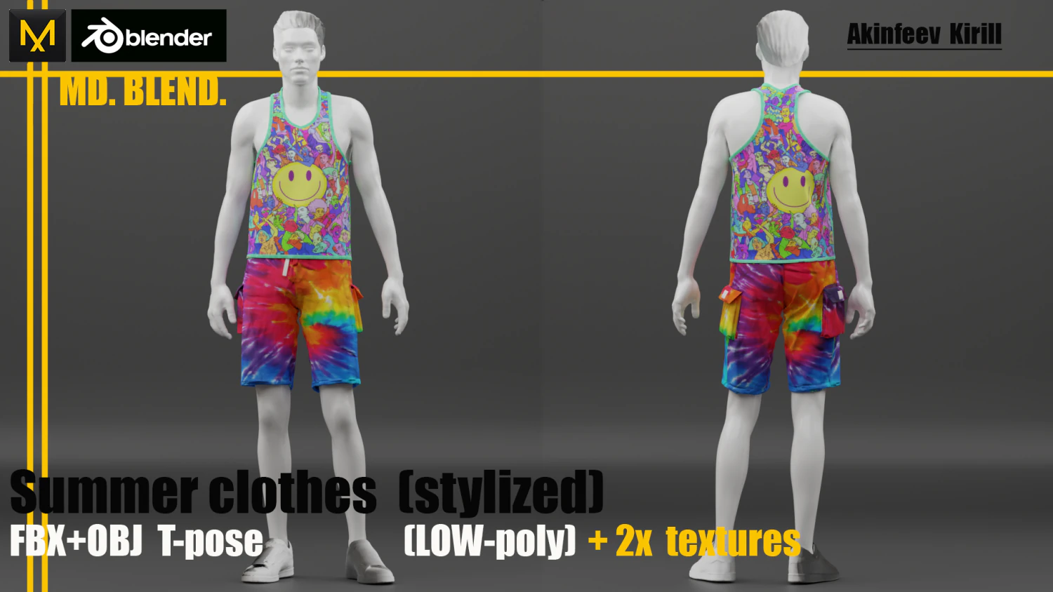 sammer clothes low-poly 3D Model .c4d .max .obj .3ds .fbx .stl .blend 