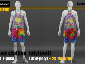 새머 옷 로우 폴리 3D 모델