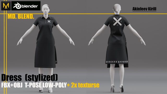 dress low-poly Modèle 3D .c4d .max .obj .3ds .fbx .stl .blend 