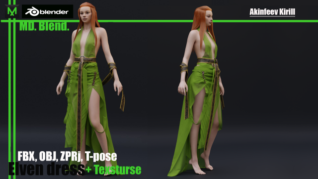 elven dress Modèle 3D .c4d .max .obj .3ds .fbx .stl .blend