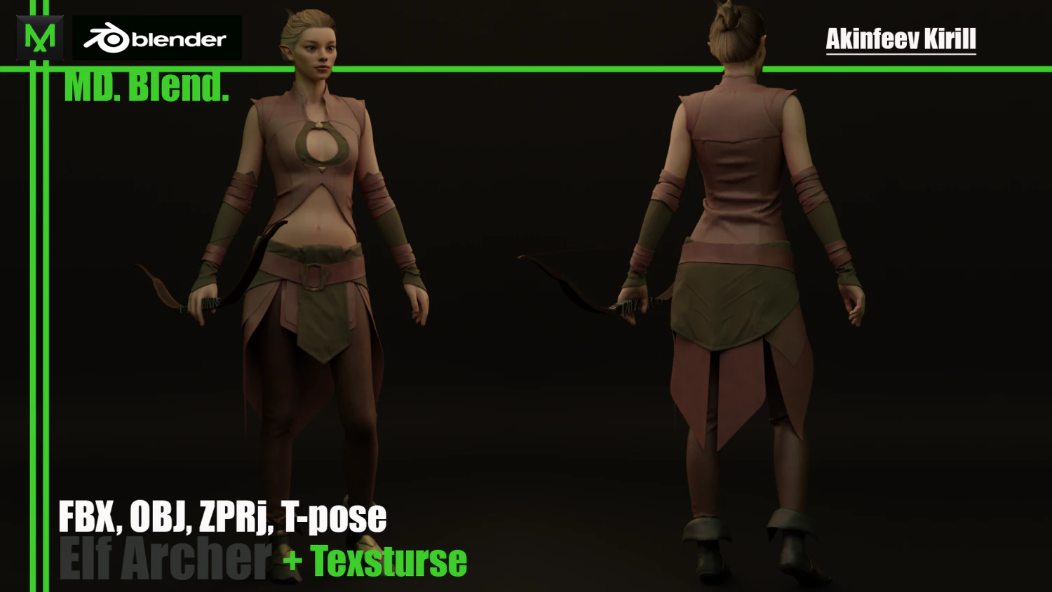 elf archer 3D Model .c4d .max .obj .3ds .fbx .stl .blend 