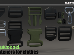 15-piece set fasteners for clothes 3D 模型