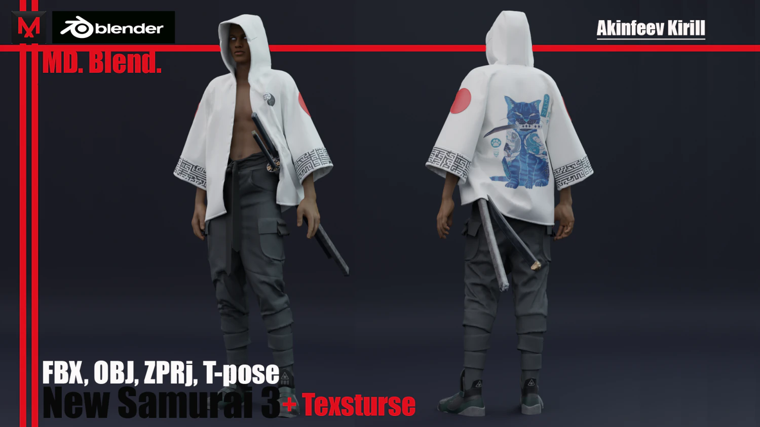 new samurai 3 3D Model .c4d .max .obj .3ds .fbx .stl .blend