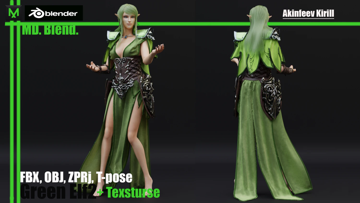 green elf 2 3D Model .c4d .max .obj .3ds .fbx .stl .blend 