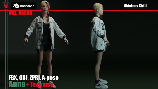 anna 3D Модель .c4d .max .obj .3ds .fbx .stl .blend 