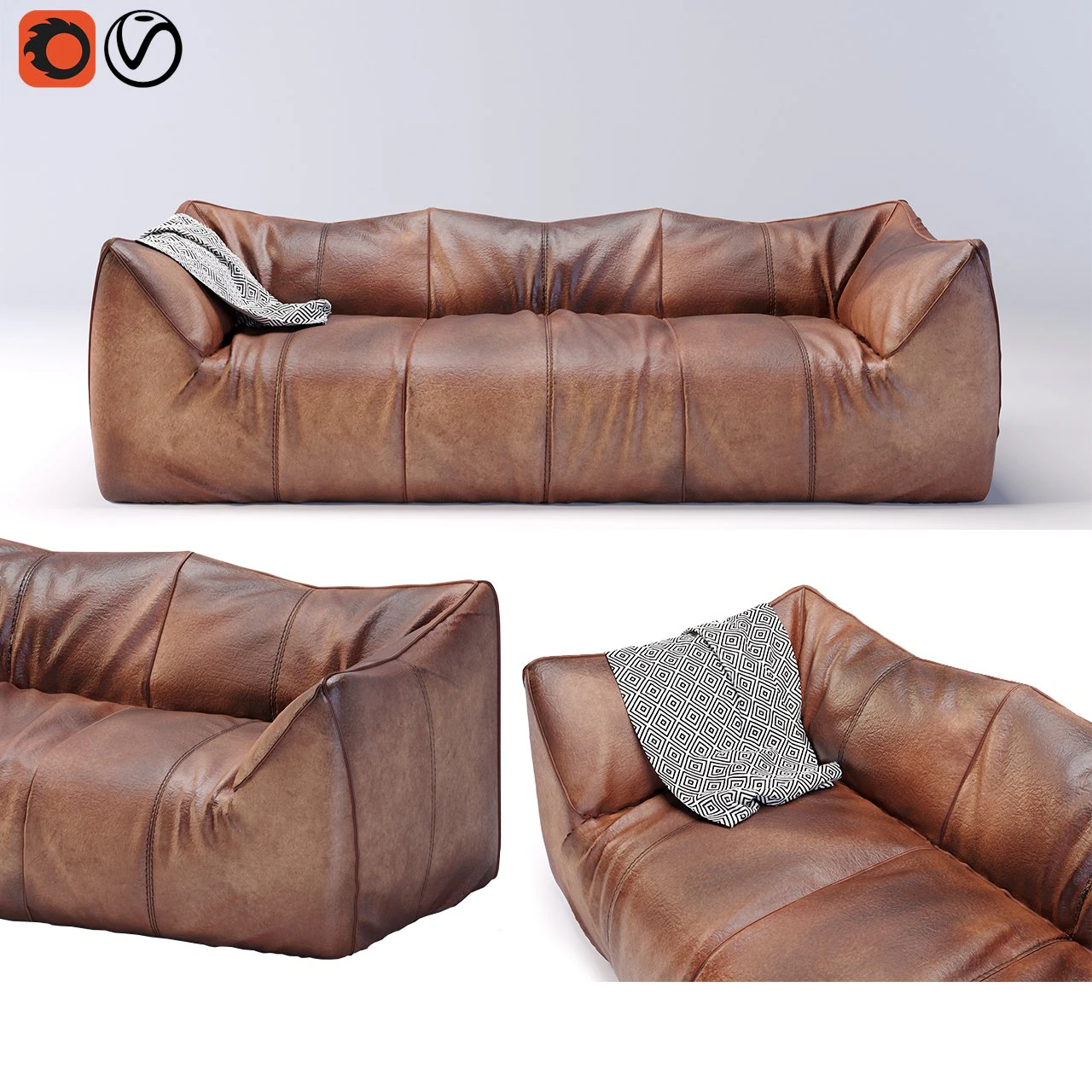 BB Italia Bambole sofa 3D Model .c4d .max .obj .3ds .fbx .stl .blend 