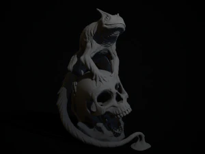 жаба на черепі 3D Принт Модель