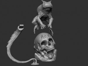 frog on the skull Model do druku 3D