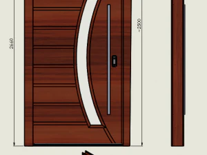 pivotal wooden door 250m high 130m wide for 15cm wall 3D Model