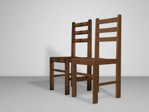 silla de madera semi rustica 3D 模型