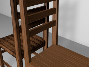 silla de madera semi rustica 3D 模型
