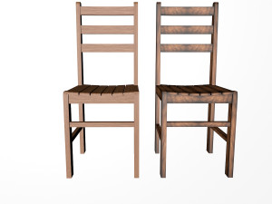 silla de madera semi rustica 3D 模型