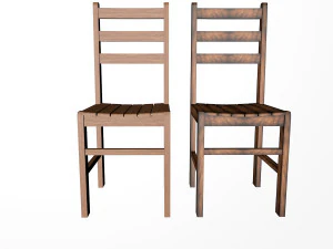silla de madera semi rustica 3D Model