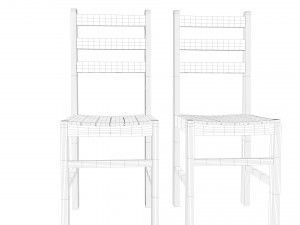 silla de madera semi rustica 3D 模型