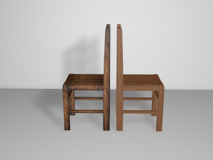 silla de madera semi rustica 3D 模型
