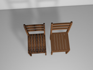 silla de madera semi rustica 3D 模型